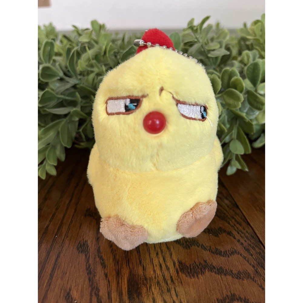 Small Yellow Angry Chick Plush‎ Toy Baby Chicken Side eye Keychain